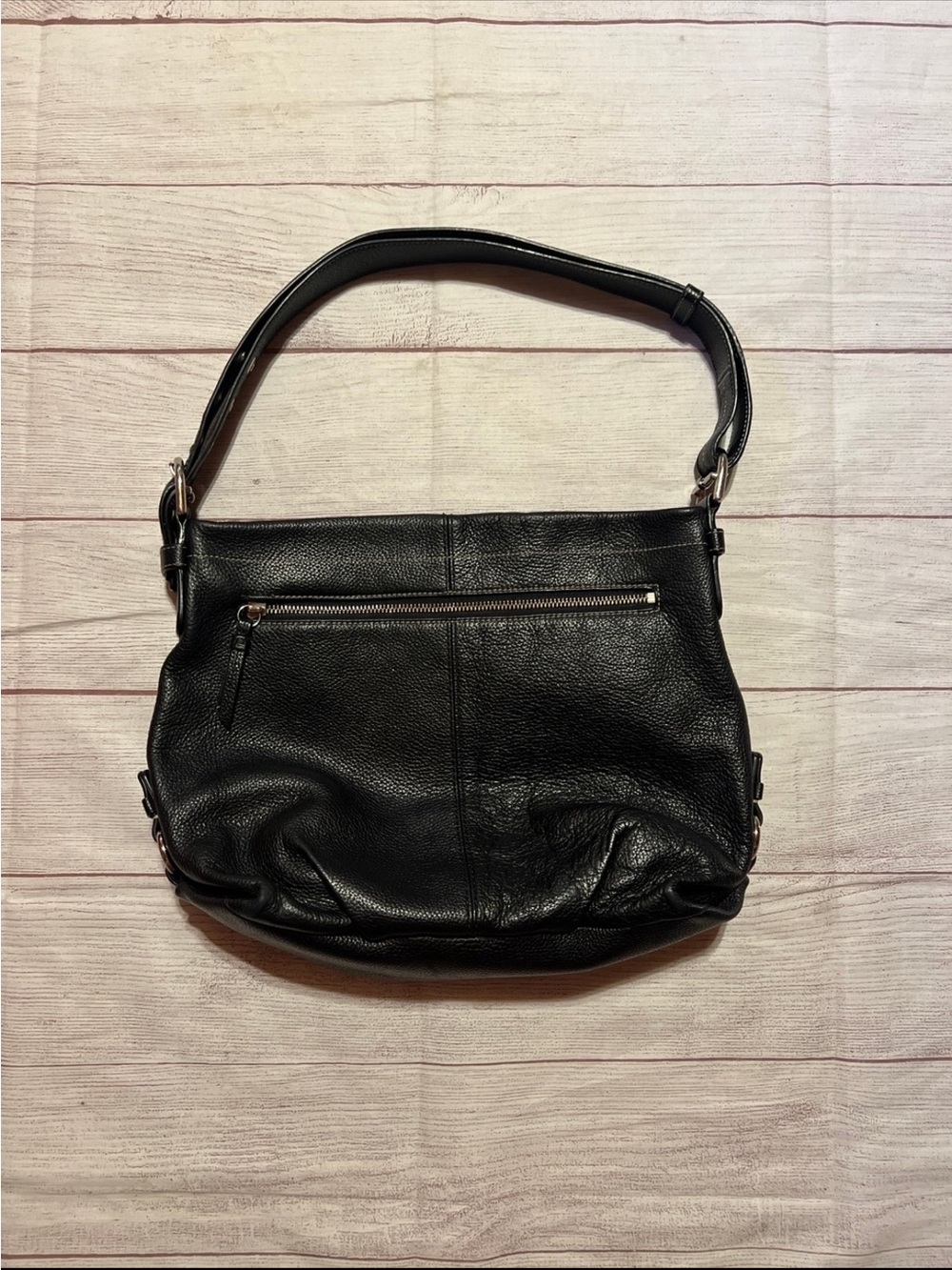 Coach black pebbled leather shoulder bag